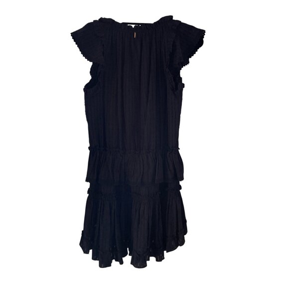 MISA Los Angeles "Lilian" Black Tiered Ruffle Mini Dress SZ M 100% Cotton - Picture 3 of 12